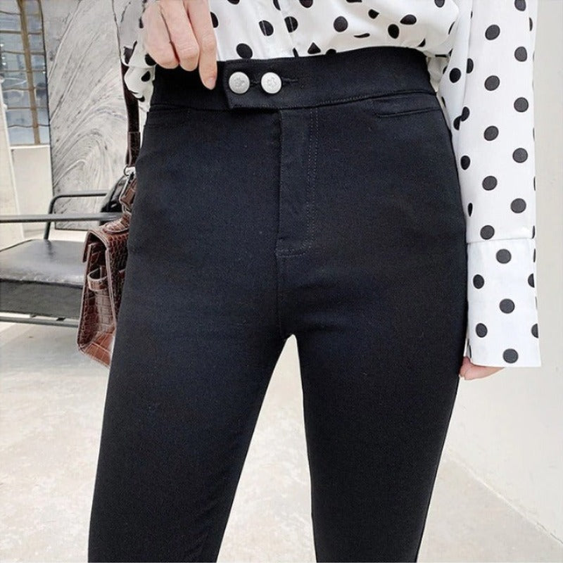 Casual Elastic Fleece High Waist Skinny Jeans