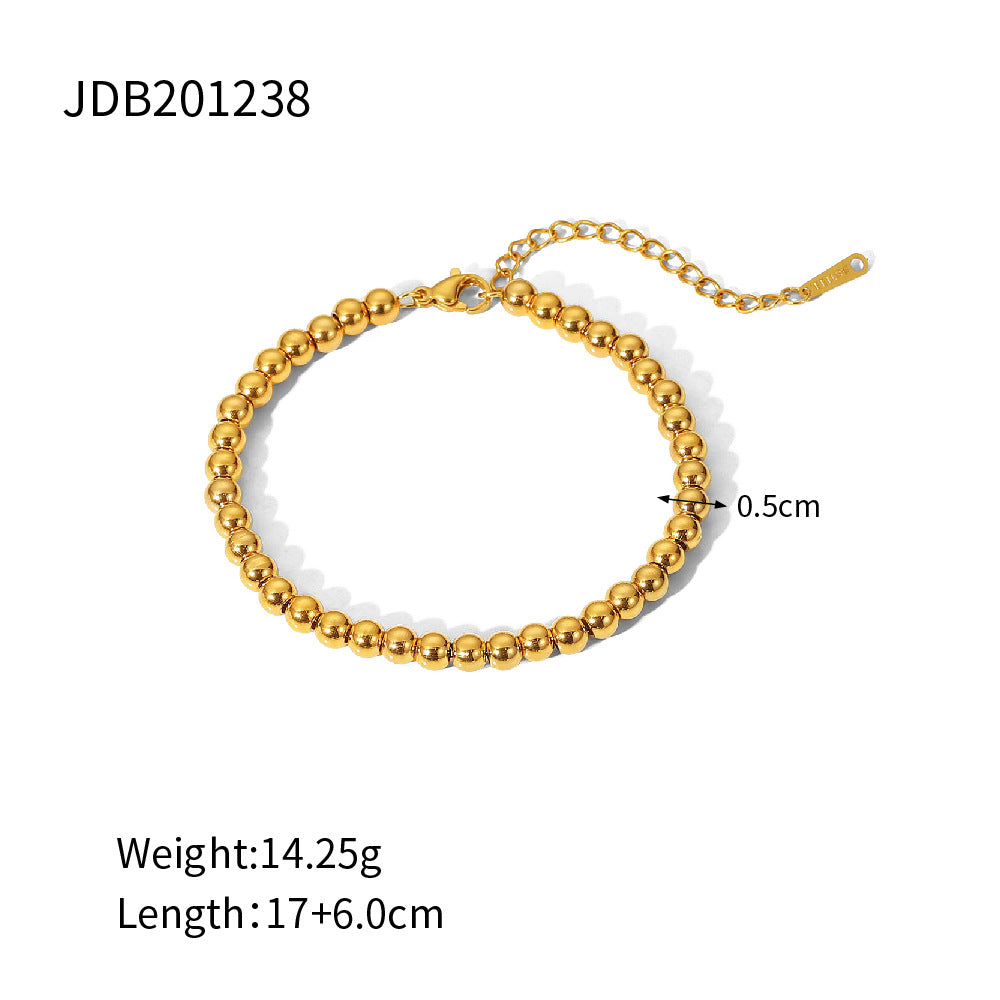 Jie Ding Stainless Steel Beaded Bracelet Color Matching Letter Metal Chain Titanium Steel Jewelry