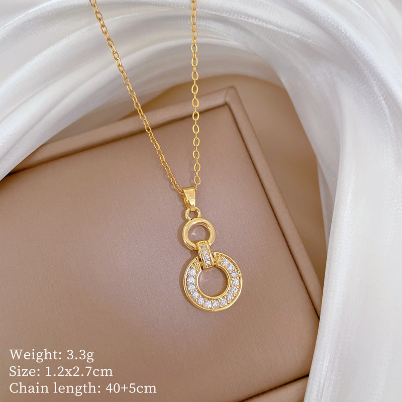 Copper Micro-Inlaid Necklace For Women Copper Micro-Inlaid Real Gold Electroplating Simple Ins Exquisite Clavicle Chain Neck Chain