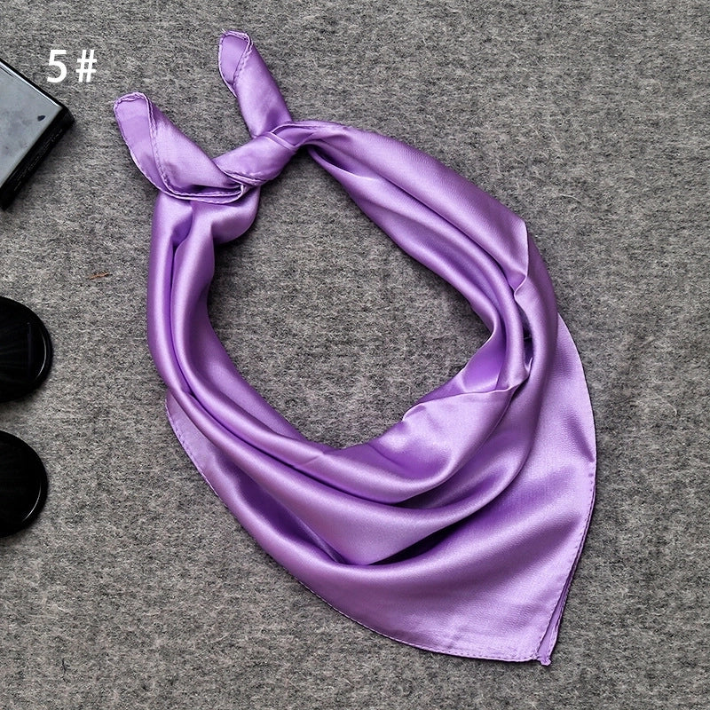 Women's Minimalist Solid Color Satin Printing Silk Scarf