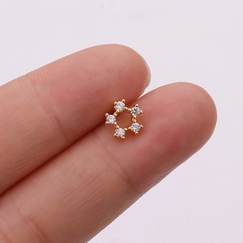 5 Pieces Ear Cartilage Rings & Studs Snowflake Copper Inlaid Shell