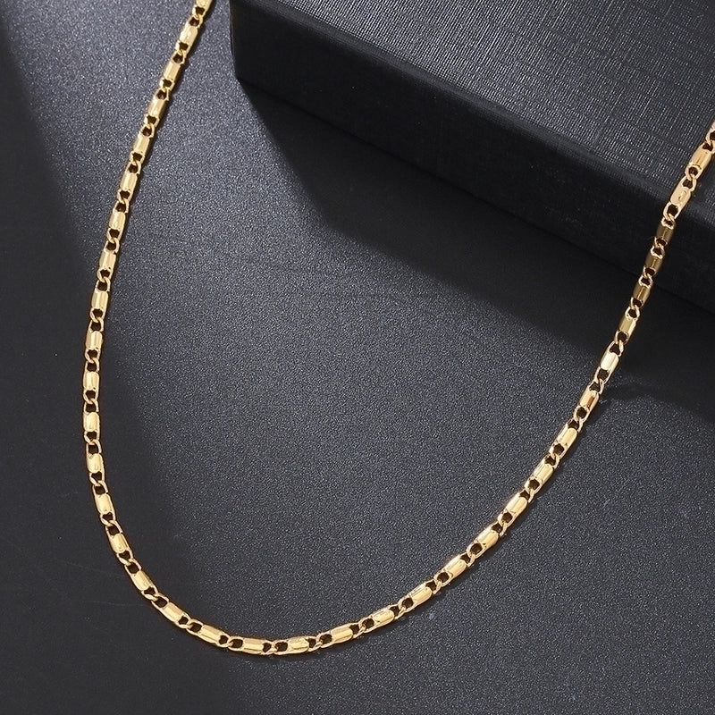 Vintage Style Solid Color Stainless Steel 14K Gold Plated Plating Pendant Necklace
