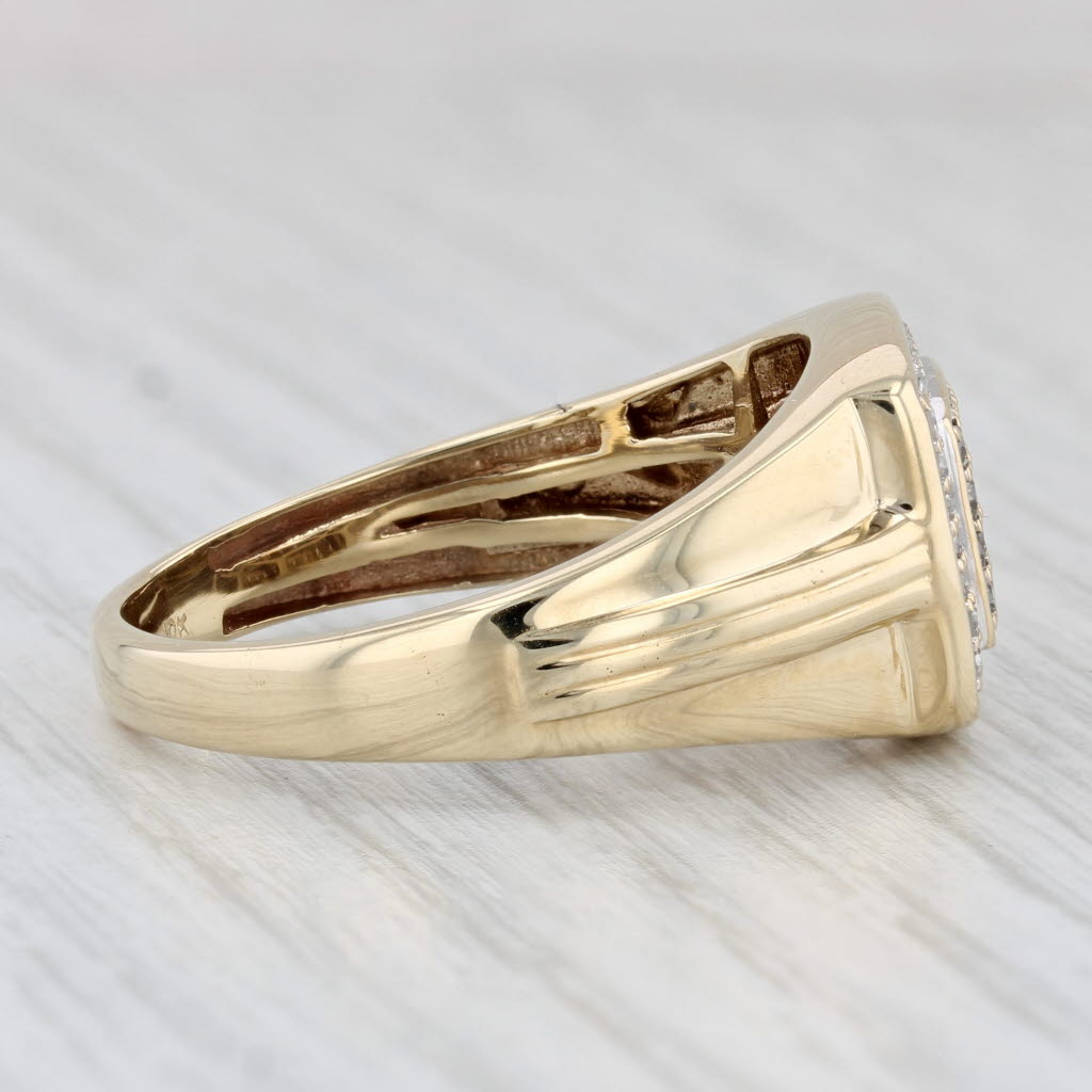 0.47ctw Diamond Cluster Men's Ring 10k Yellow Gold Size 12.5