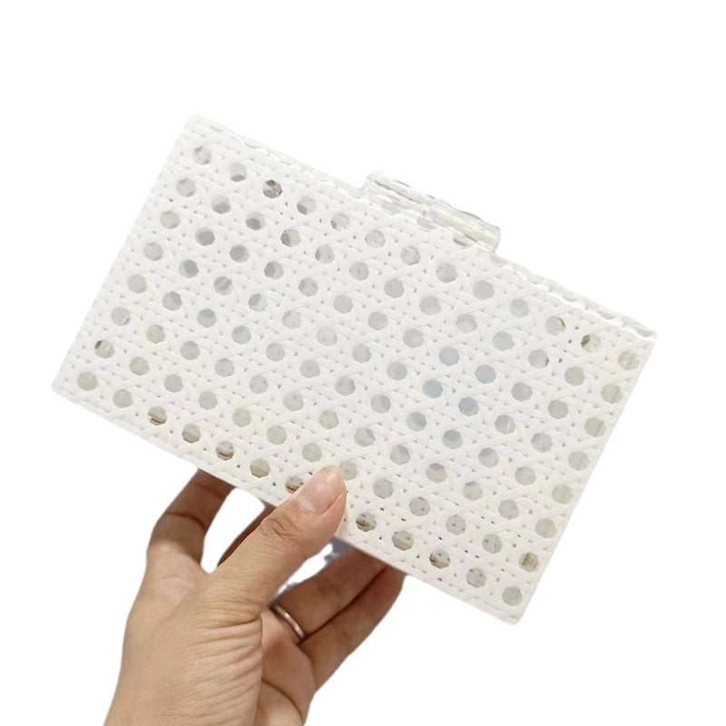 Yellow White Arylic Solid Color Hollow Square Evening Bags