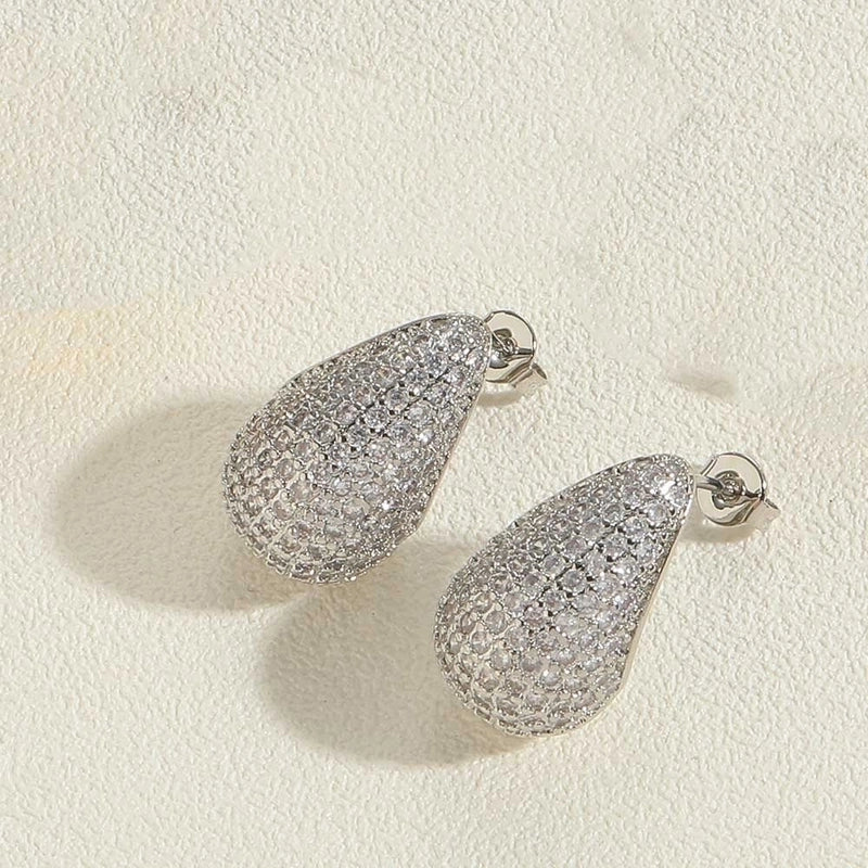 1 Pair Vintage Style Minimalist Commute Round Water Droplets Inlay Copper Zircon 14K Gold Plated Earrings Ear Studs