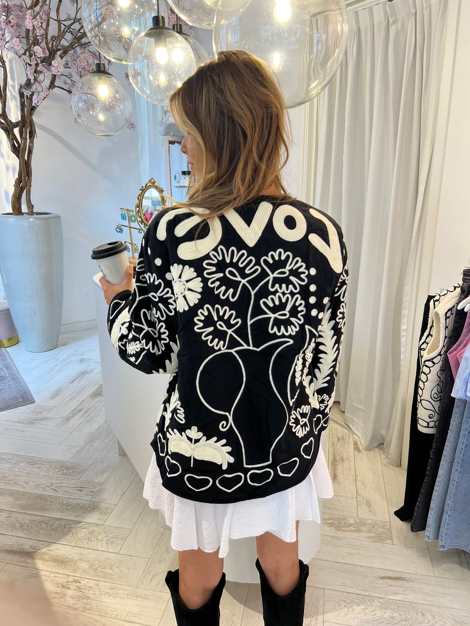 Britt Love Flower Jacket Black & White