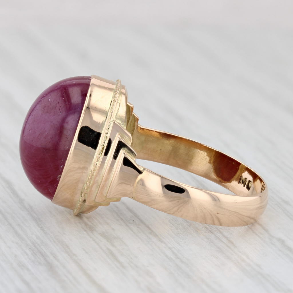 17ct Star Ruby Ring 18k Yellow Gold Size 9 Oval Cabochon Solitaire