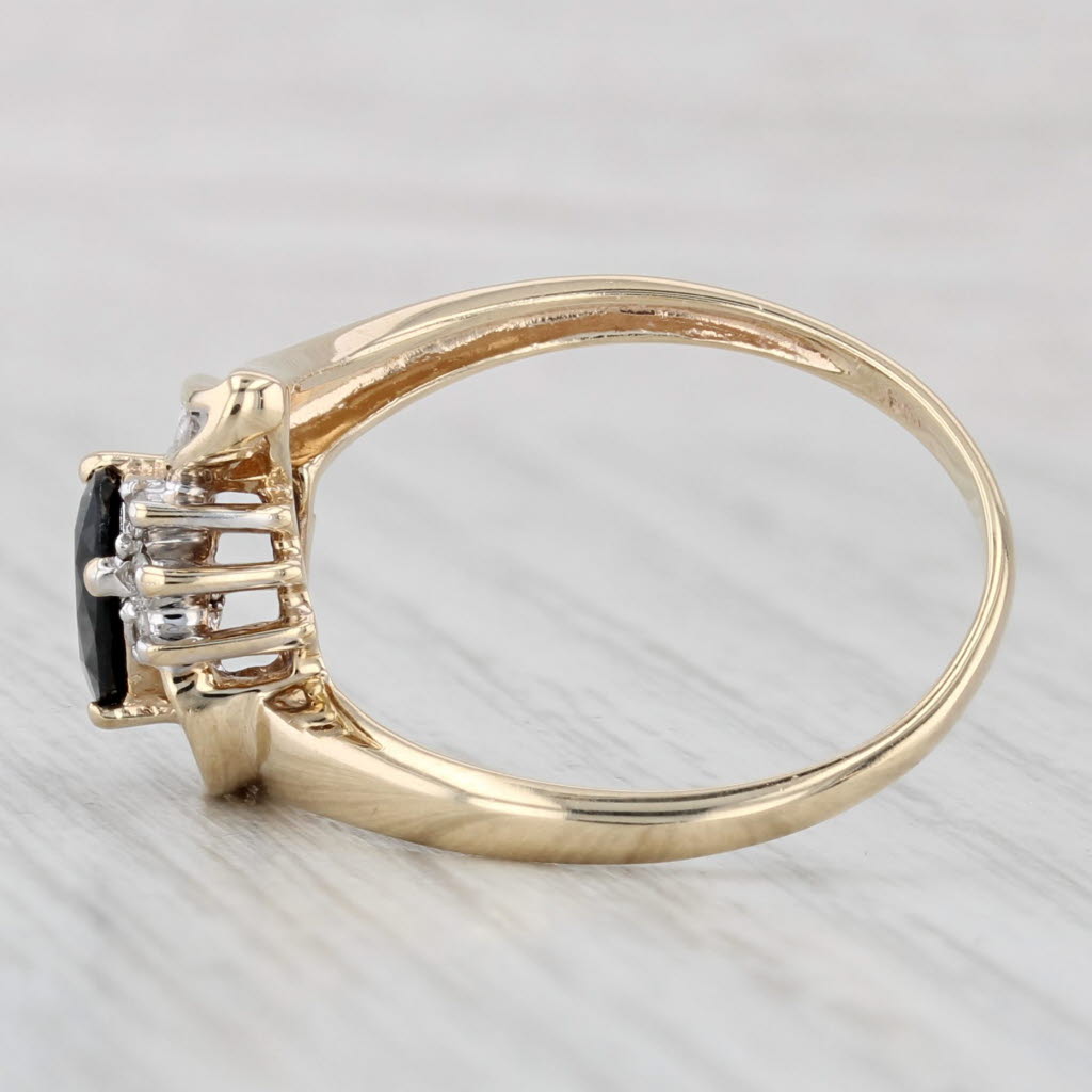 0.66ctw Blue Sapphire Diamond Bypass Ring 10k Yellow Gold Size 8