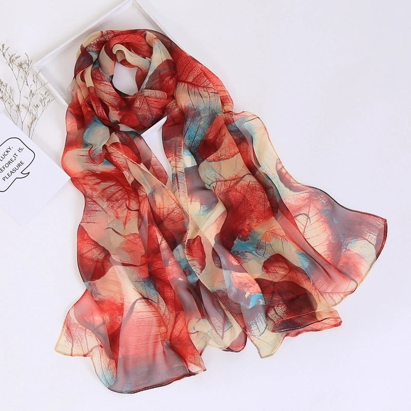 Women's Elegant Color Block Flower Georgette Silk Scarves