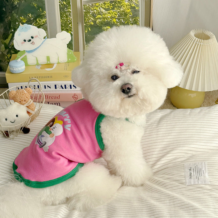 Cartoon Printed Color Block Dog Cat Vest/Dress