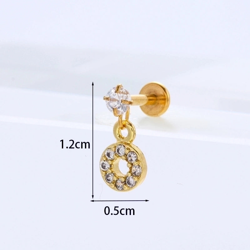 Ear Cartilage Rings & Studs Flower 316L Stainless Steel  Copper Inlaid Zircon