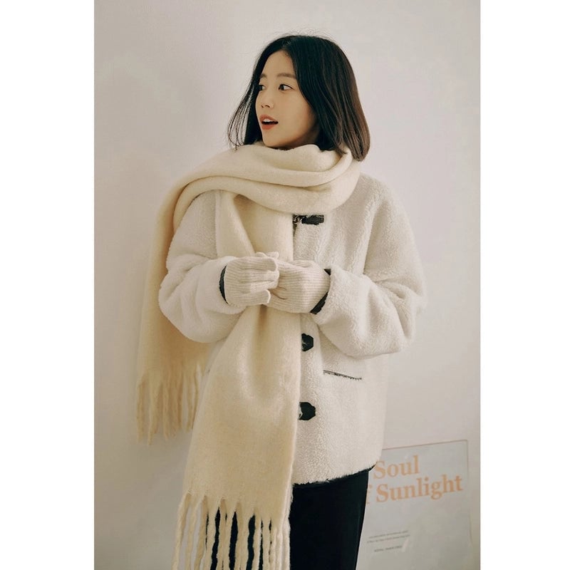 320G 20-Color Thickened Cashmere-like Solid Color Tassel Scarf Women's Winter Atmosphere Scarf Plus Size Soft Shawl