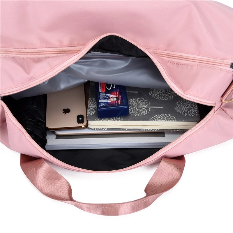 Unisex Sports Solid Color Nylon Waterproof Travel Bags