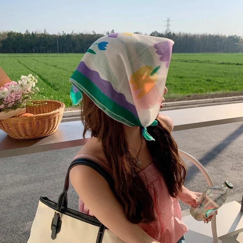 Women's Sweet Pastoral Flower Polyester Printing Bandanas