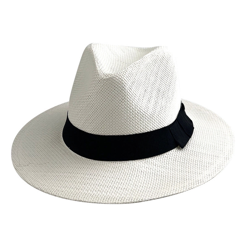 Unisex Minimalist Solid Color Wide Eaves Straw Hat