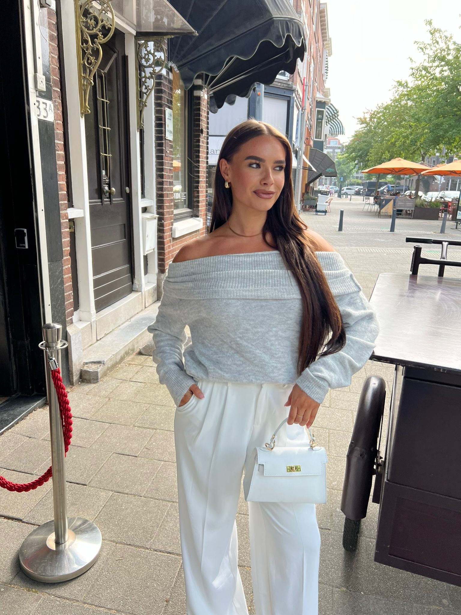 Nora Off Shoulder Sweater Grey