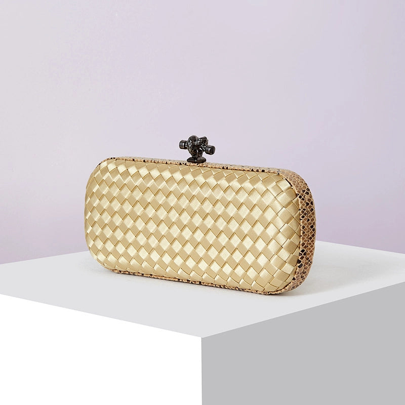 Factory Direct Sales Silk Hand-woven Women's Clutch Crossbody Simple Evening Bag Chain Pouch
