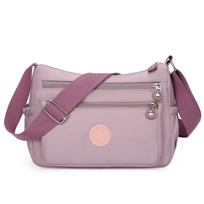 Women's Medium Oxford Cloth Round Dots Streetwear Square Zipper Crossbody Bag