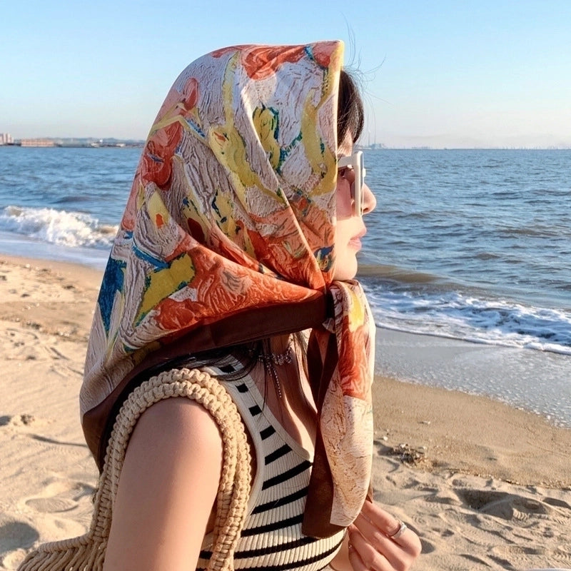 Women's Sweet Minimalist Flower Polyester Silk Scarf