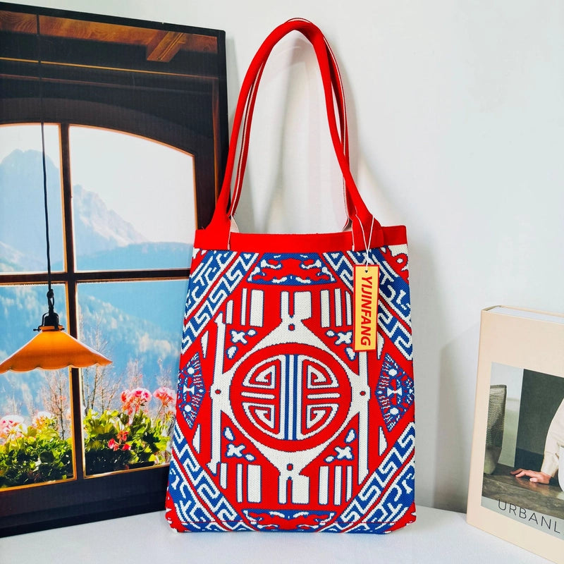 Women's Large Polyester Geometric Streetwear Square Open Handbag