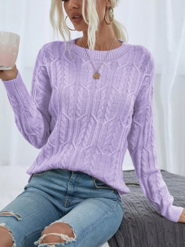 Cable Knit Drop Shoulder Sweater