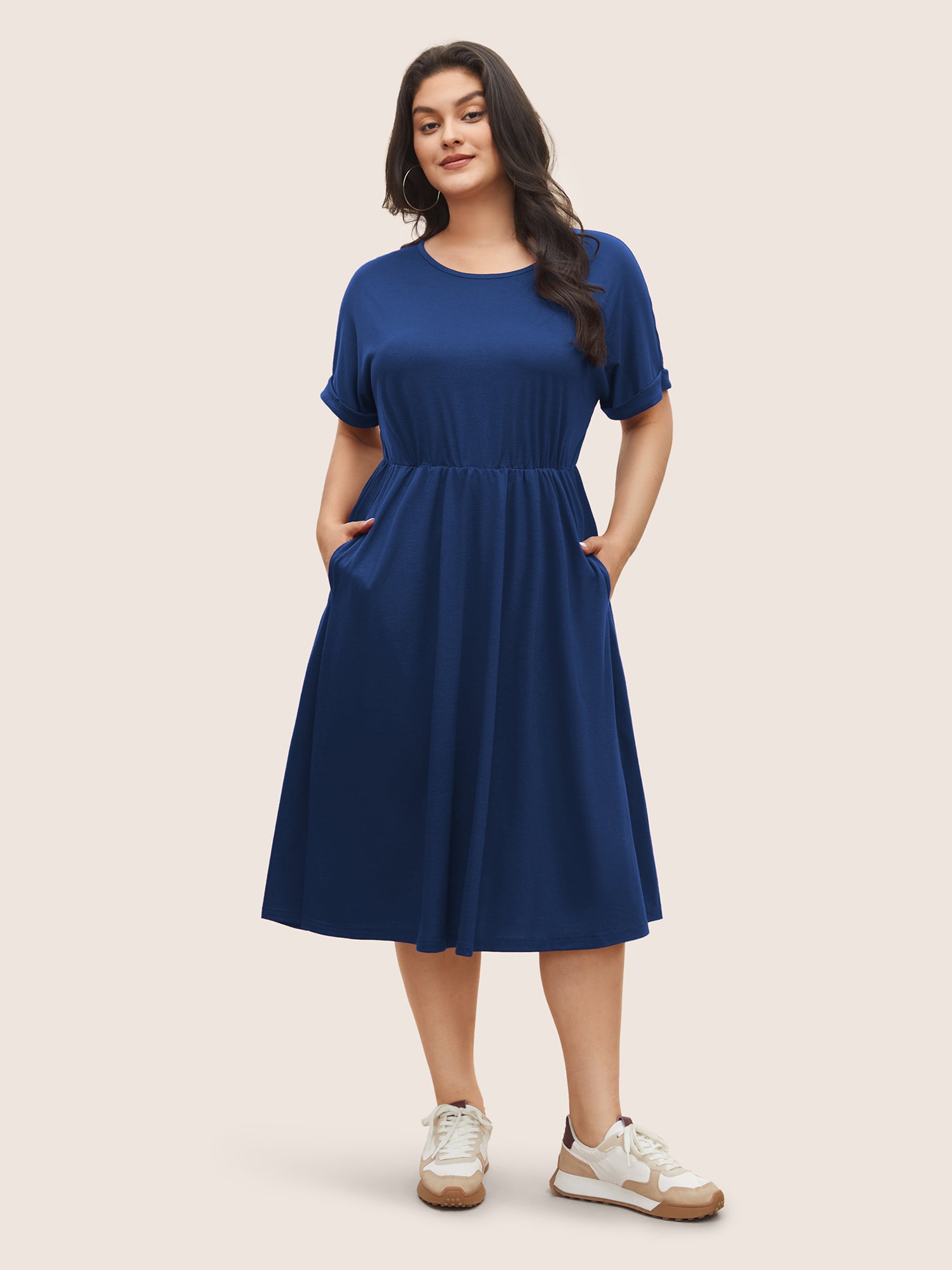 Supersoft Essentials Solid Pocket Cuffed Sleeve Dress