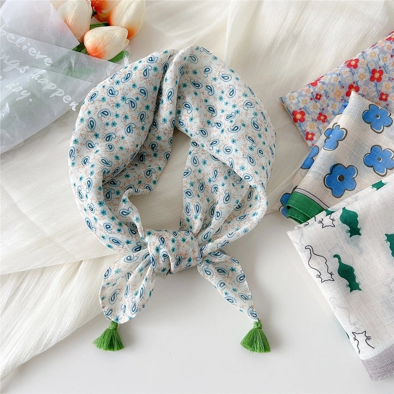Women's Elegant Minimalist Flower Cotton And Linen Silk Scarf