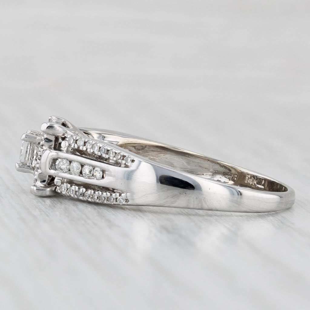 0.52ctw Princess Diamond Halo Engagement Ring 14k White Gold Size 9
