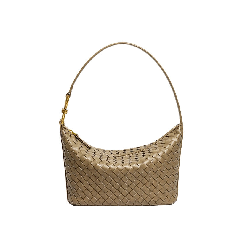 Women's Medium Pu Leather Solid Color Vintage Style Classic Style Dumpling Shape Zipper Straw Bag