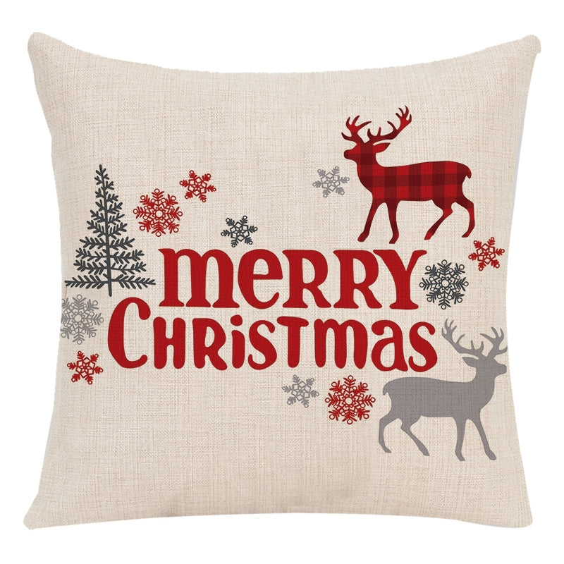 Cute Letter Snowman Elk Chemical Fiber Pillow Cases