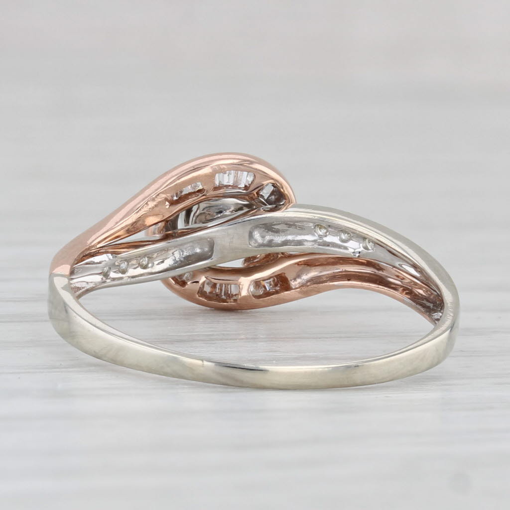 0.18ctw Diamond Bypass Engagement Ring 10k White Rose Gold Size 9