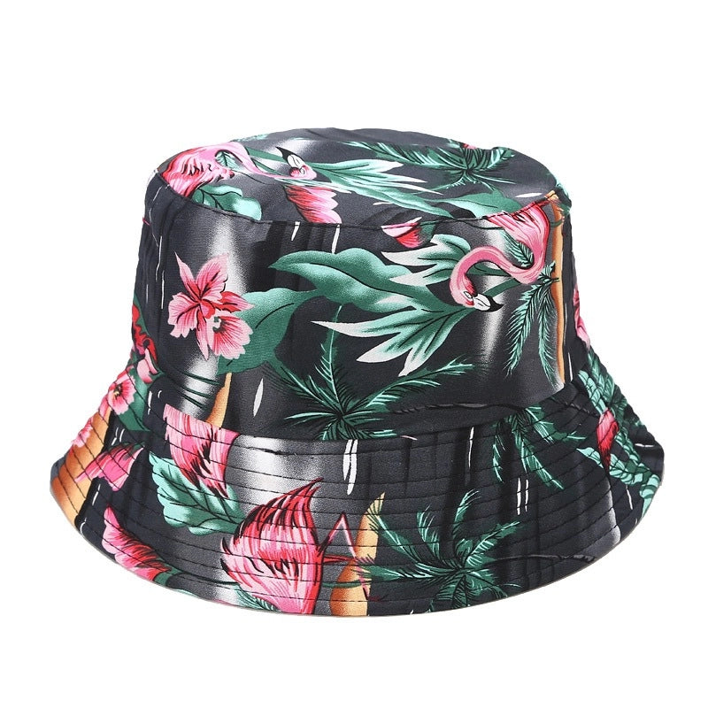 Women's Minimalist Flower Printing Flat Eaves Bucket Hat