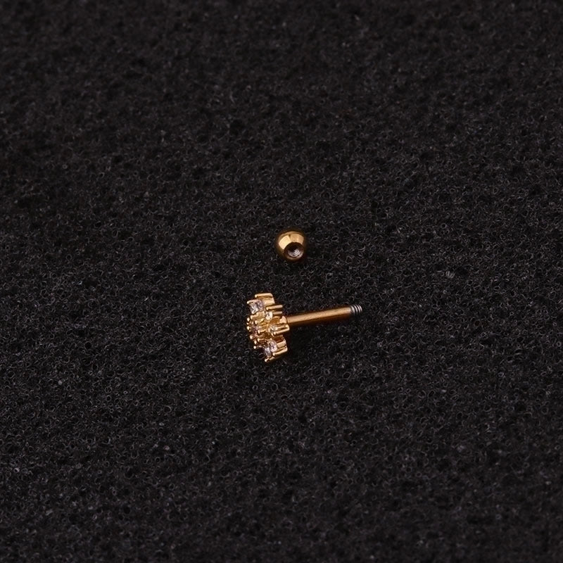 Ear Cartilage Rings & Studs Geometric 316L Stainless Steel  Copper Inlaid Zircon