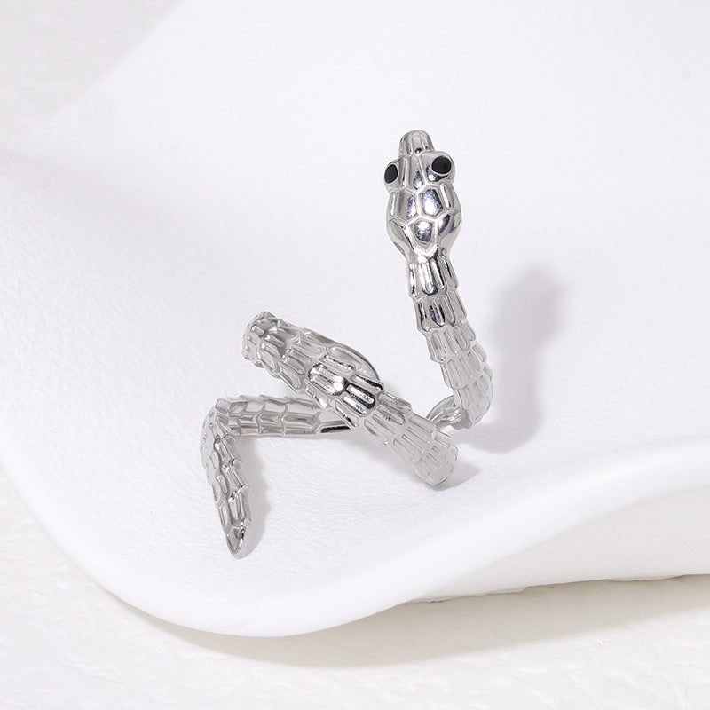 Open Ring Snake Animal Chinese Zodiac Stainless Steel Electroplating Rings