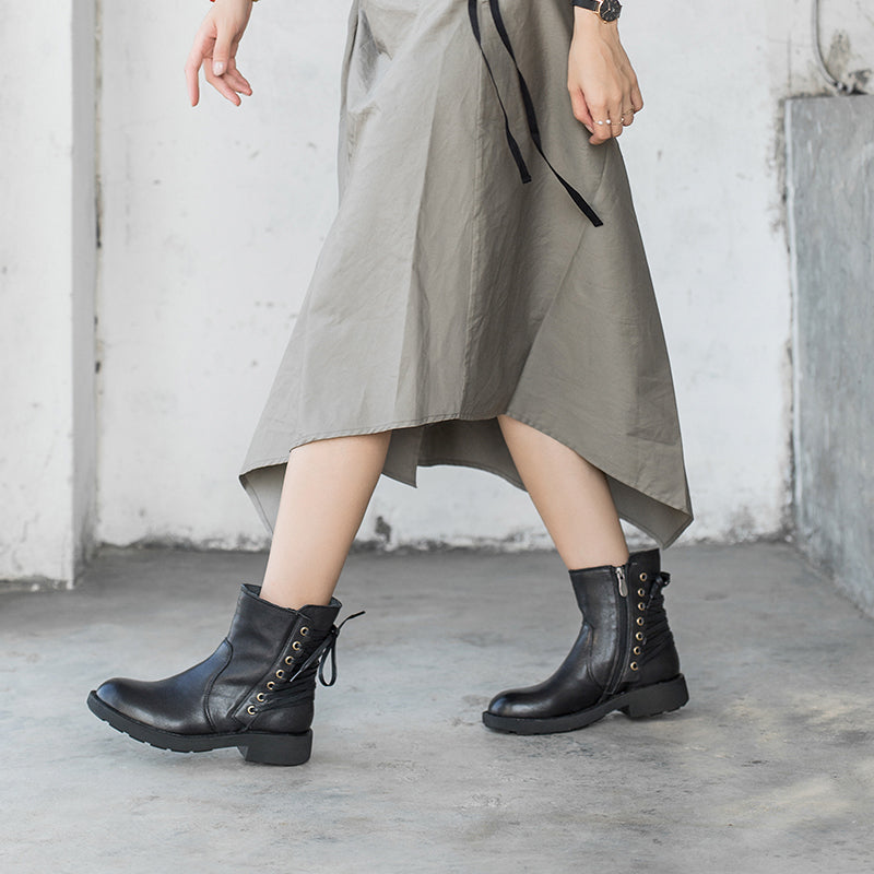 Classic Women'S Leather Chelsea Boots Handmade Sheepskin Short Boots In Black/Deep Coffee