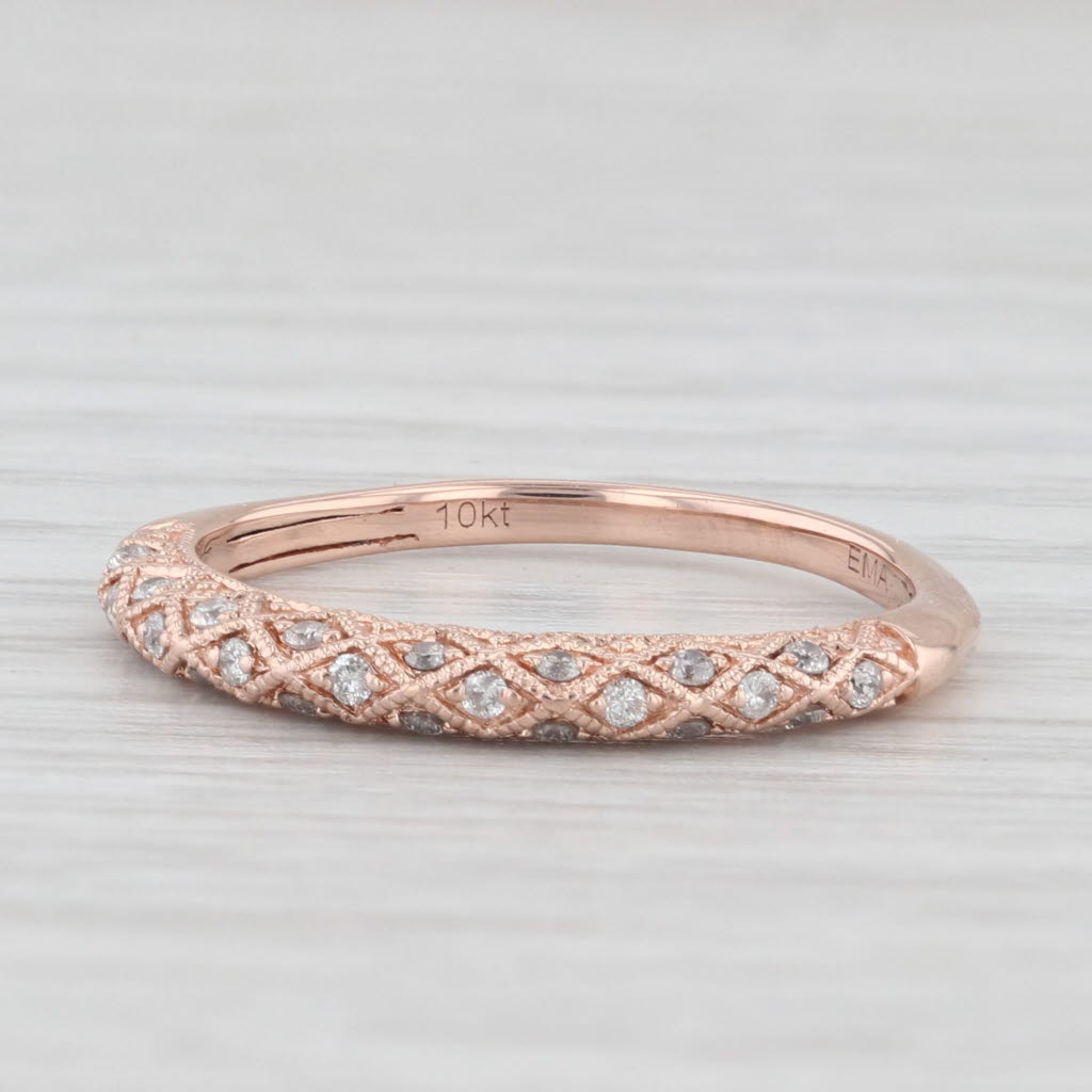 0.12ctw Diamond Stackable Ring 10k Rose Gold Wedding Anniversary Band IGL