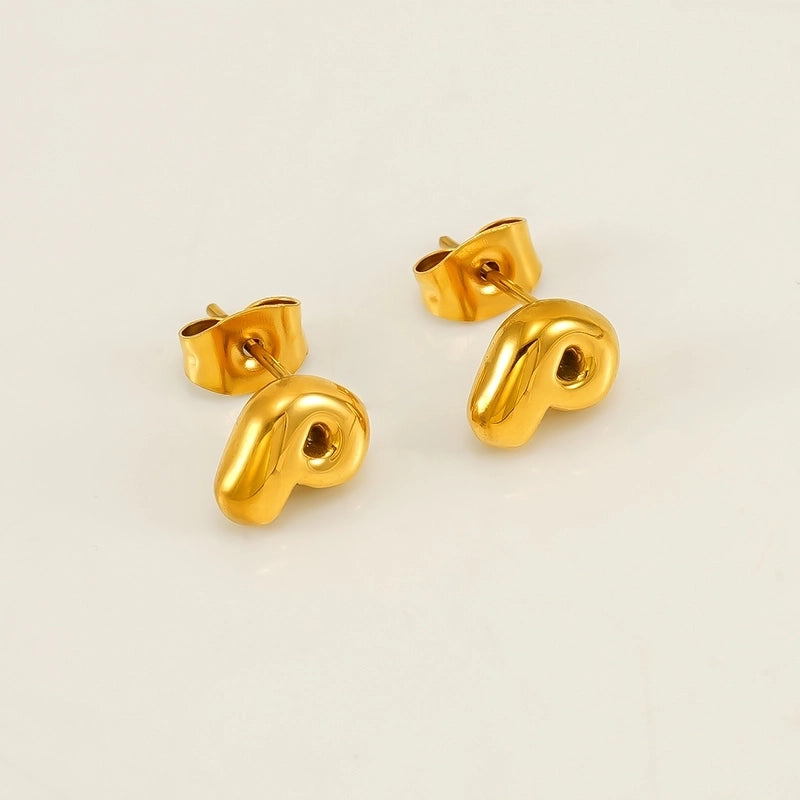 1 Piece Minimalist Classic Style Letter Plating 304 Stainless Steel 18K Gold Plated Ear Studs