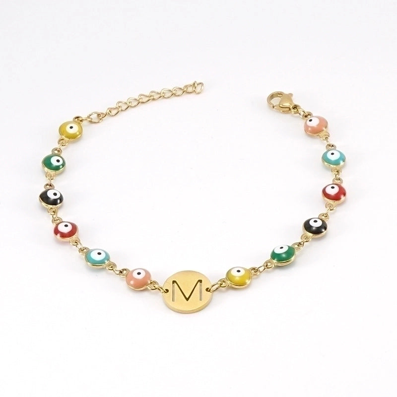 Fashion Letter Eye 304 Stainless Steel 18K Gold Plated Stainless Steel Bracelets In Bulk