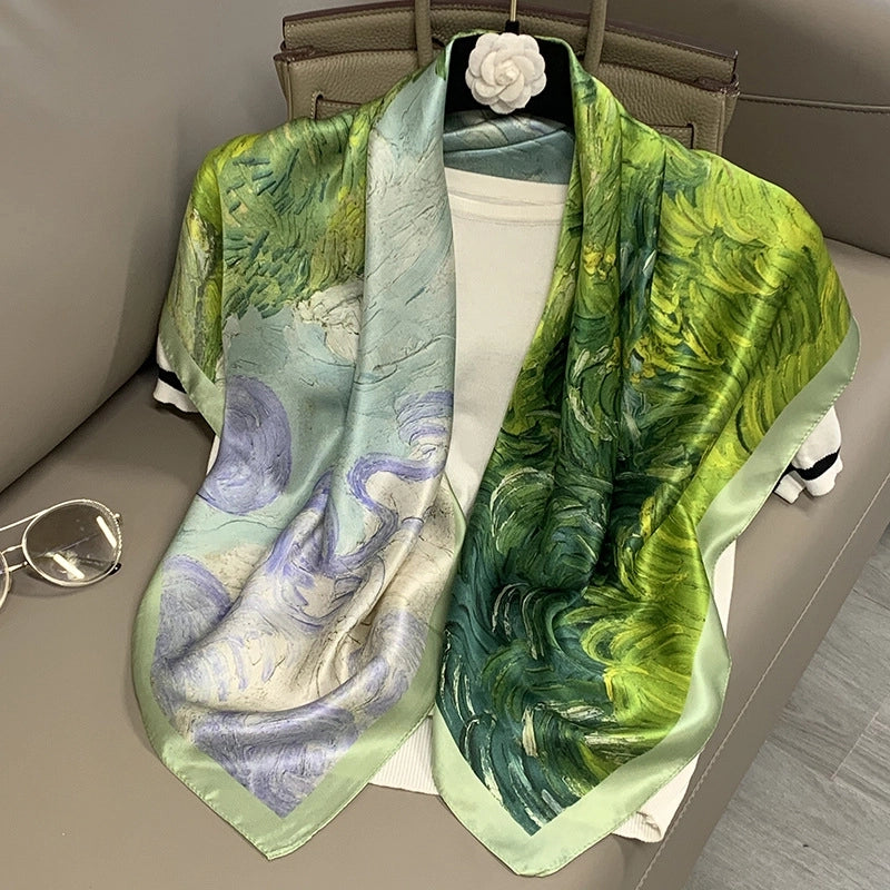 Women's Elegant Minimalist Printing Silk Printing Silk Scarf