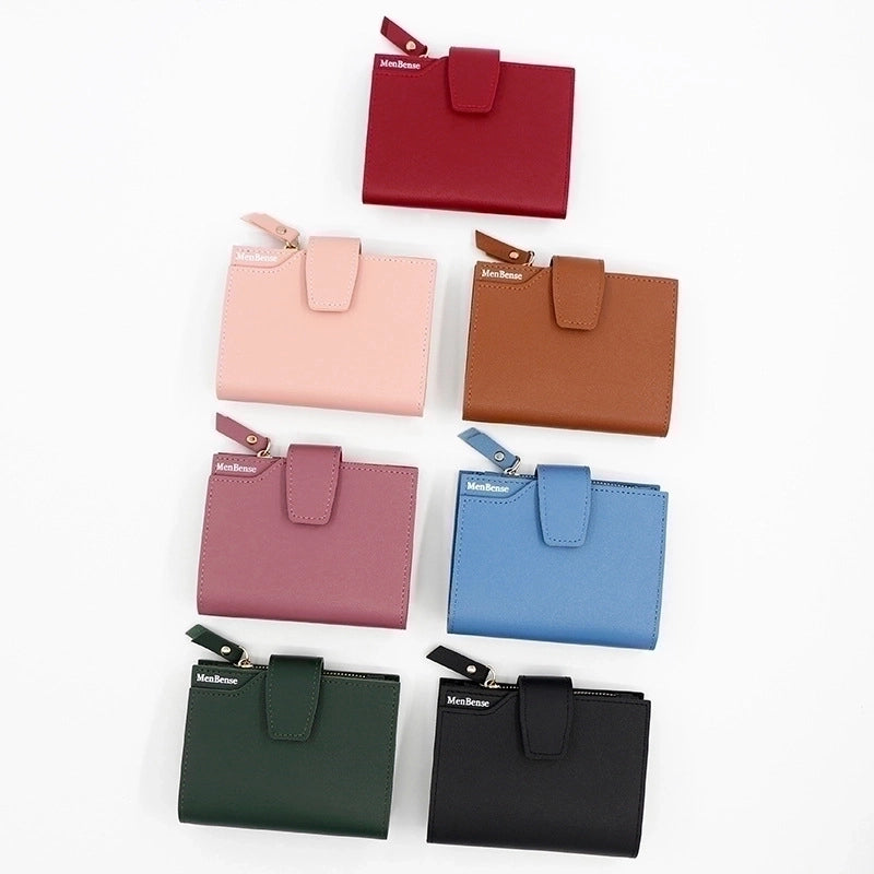 Women's Solid Color Pu Leather Zipper Buckle Wallets