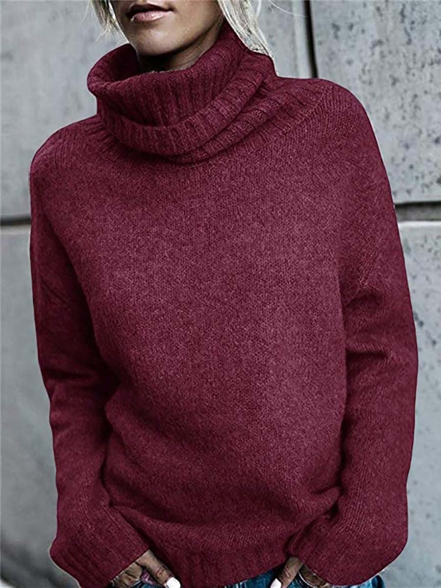 Solid Color Turtleneck Long Sleeve Sweater(6 colors)