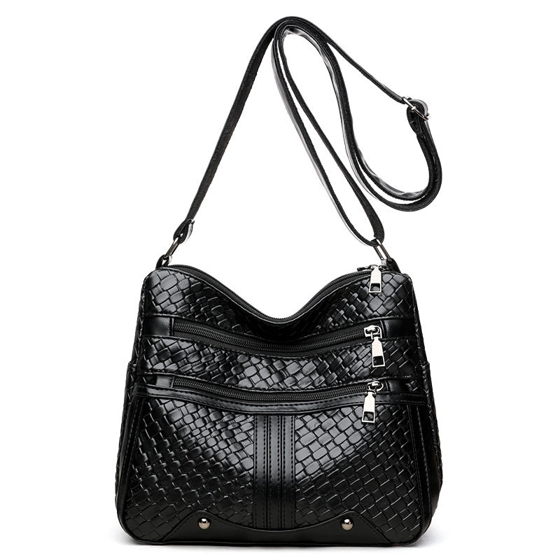 Women's Medium Pu Leather Solid Color Basic Square Zipper Shoulder Bag Crossbody Bag