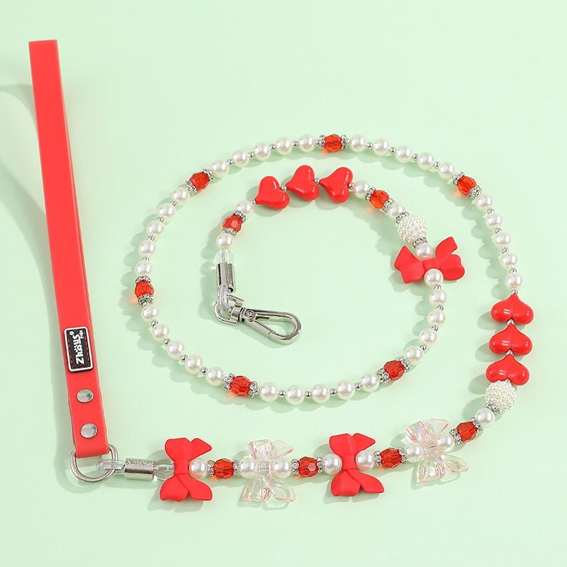 Multi-color Rhinestone Pearl Dog Cat Collar