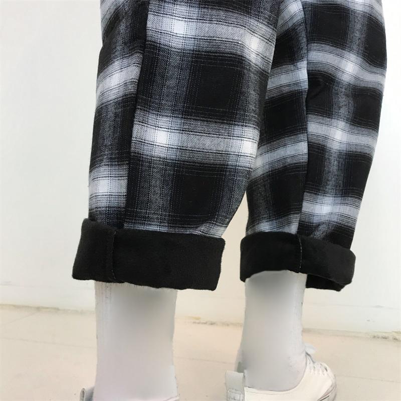 Plaid Fleece Straight Trousers