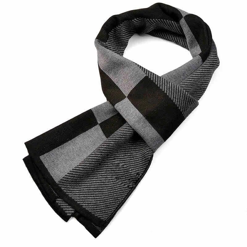 Autumn And Winter Scarf Long Fashion Warm Padded Plaid Men's Scarf Knitted Scarf Factory Outlet