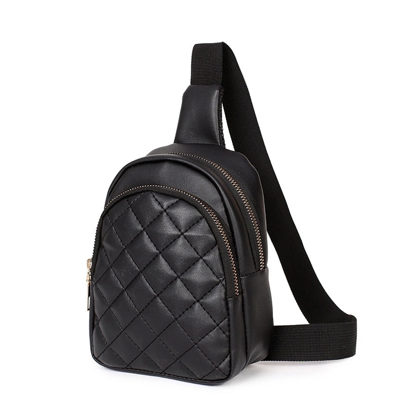 Women's Fashion Solid Color Lingge Pu Leather Waist Bags