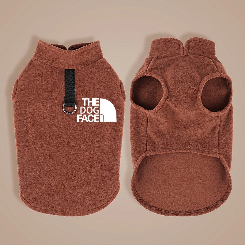 Autumn/winter Thickened Fleece Pet Clothing Trendy Dog Jacket Vest Ring Puller Thickened Dog Clothes Outerwear