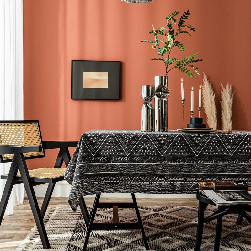 Imaki Rhyme Tablecloth Blue Geometric Triangle Printed Blog Cotton And Linen Rectangular Table Cloth Coffee Table Cover Cloth