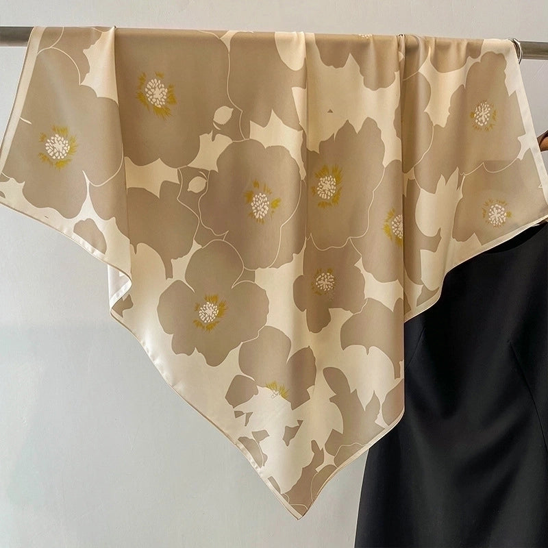 Women's Sweet Minimalist Flower Polyester Silk Scarf