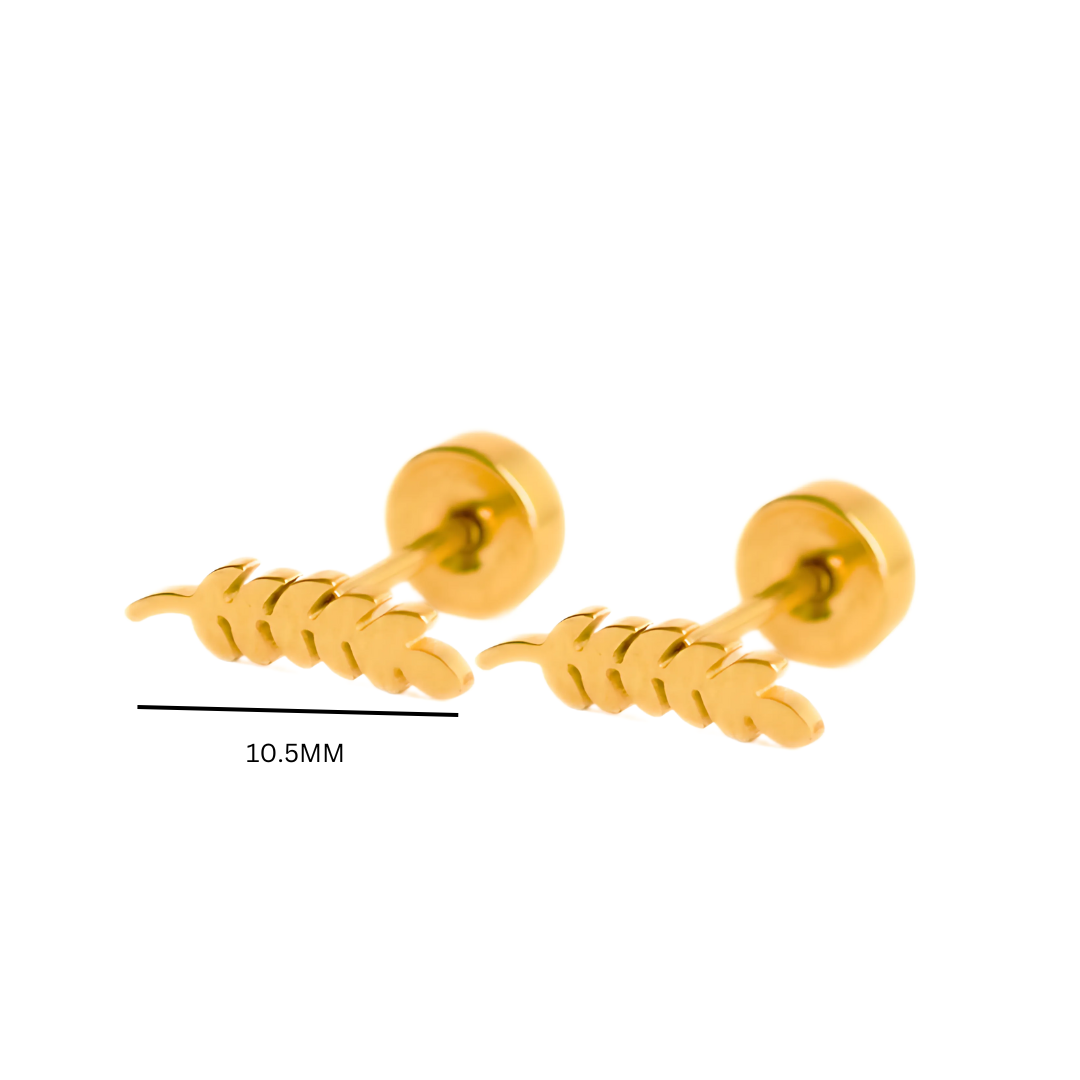 Pecan leaf studs - Gold
